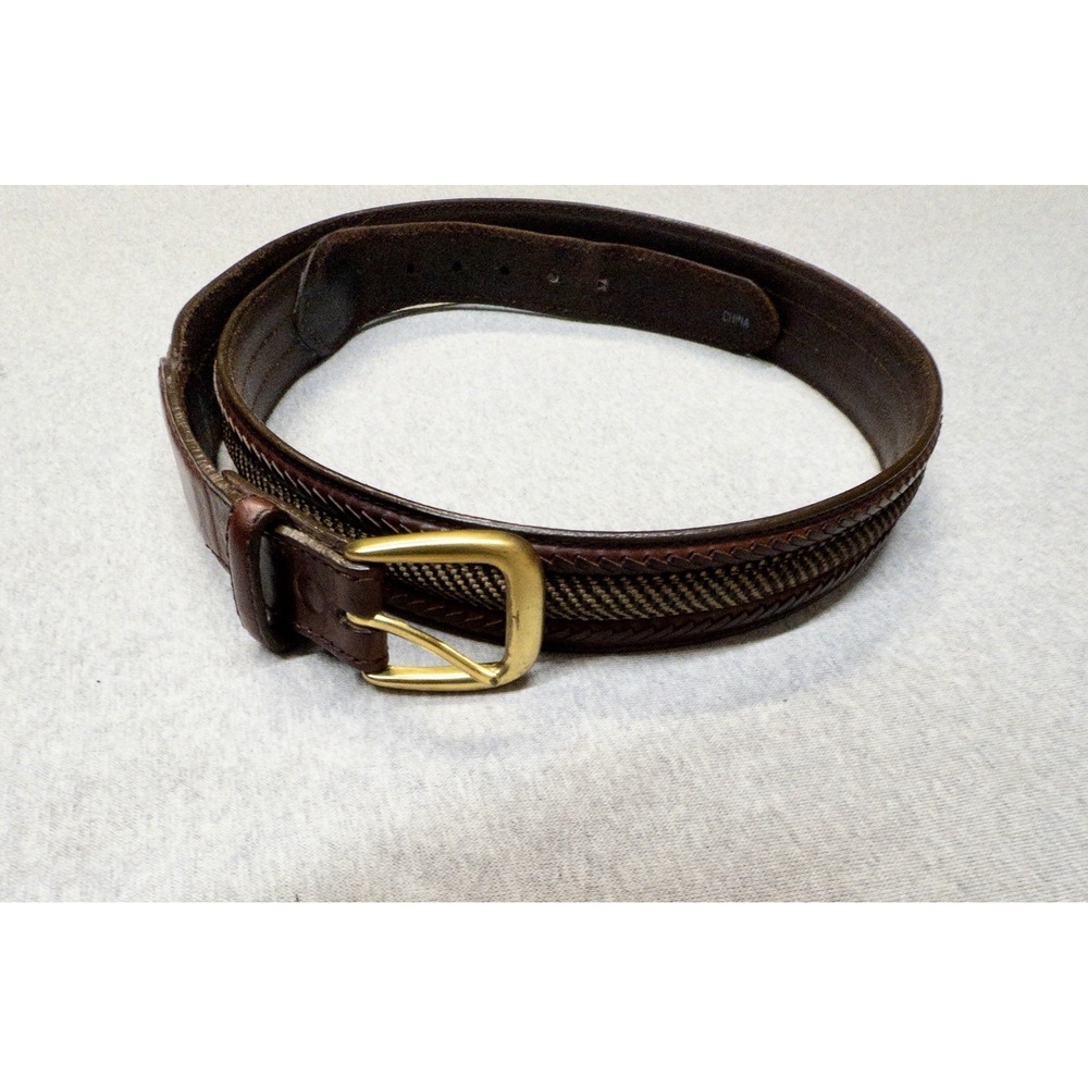Brighton P2707 Leather Mens Belt Brass Hardware Preppy Golf Office Professional‎